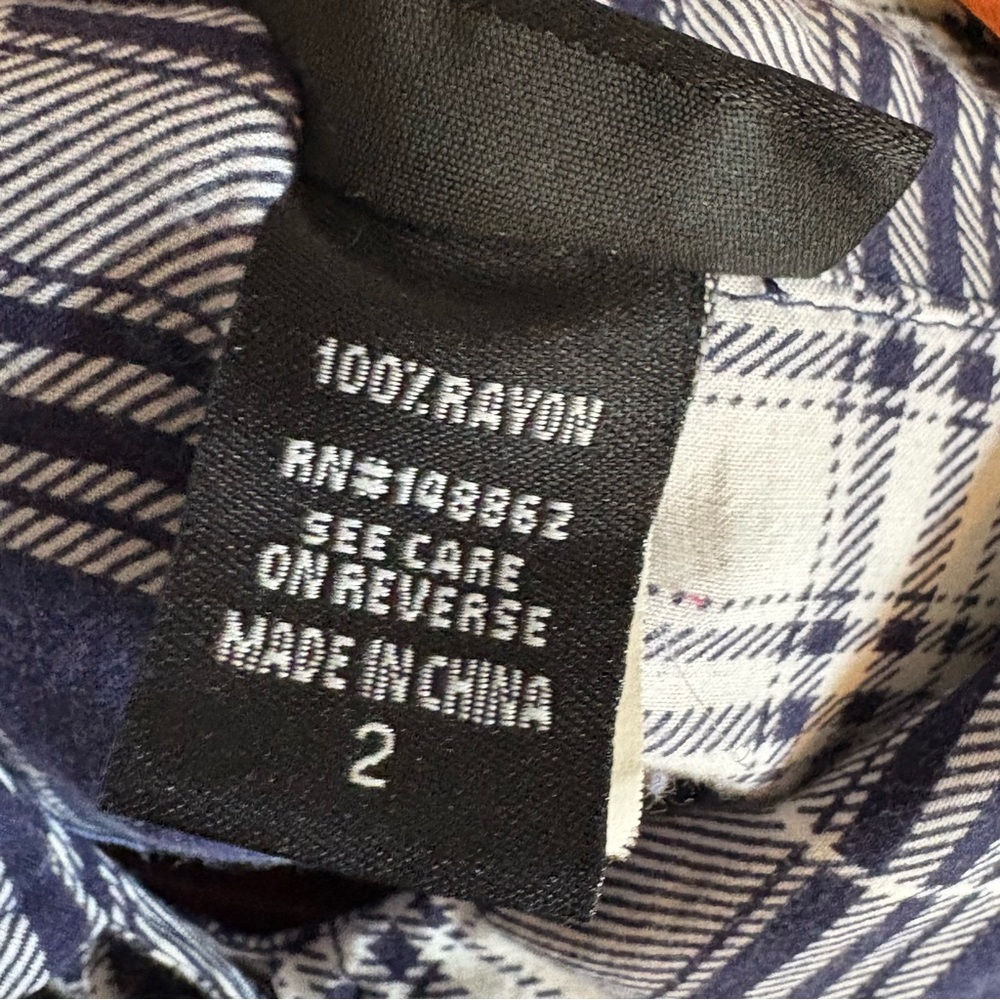 Torrid Navy & White Plaid Challis Camp Button Down Shirt With Collar Size 2X - Picture 7 of 12